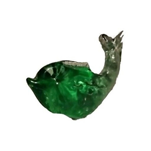 Handblown Green Porpoise Fish Figurine Glass Paperweight Art  ea. differ. Uptail - Picture 1 of 3